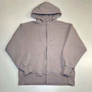 Aritzia TNA Brown Cozy Fleece Boyfriend Zip Hoodie XS